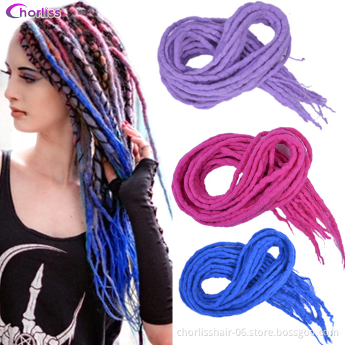 Wholesale Long 22''Ombre Soft Nepal Felted Wool Handmade Afro Synthetic Dreadlocks Crochet Braids Hair For Kids And Adult